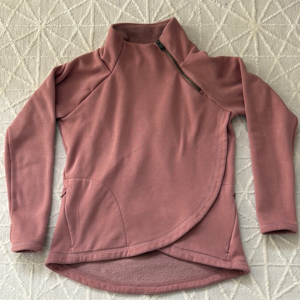 Athleta Pink Asymmetrical Fleece Pullover